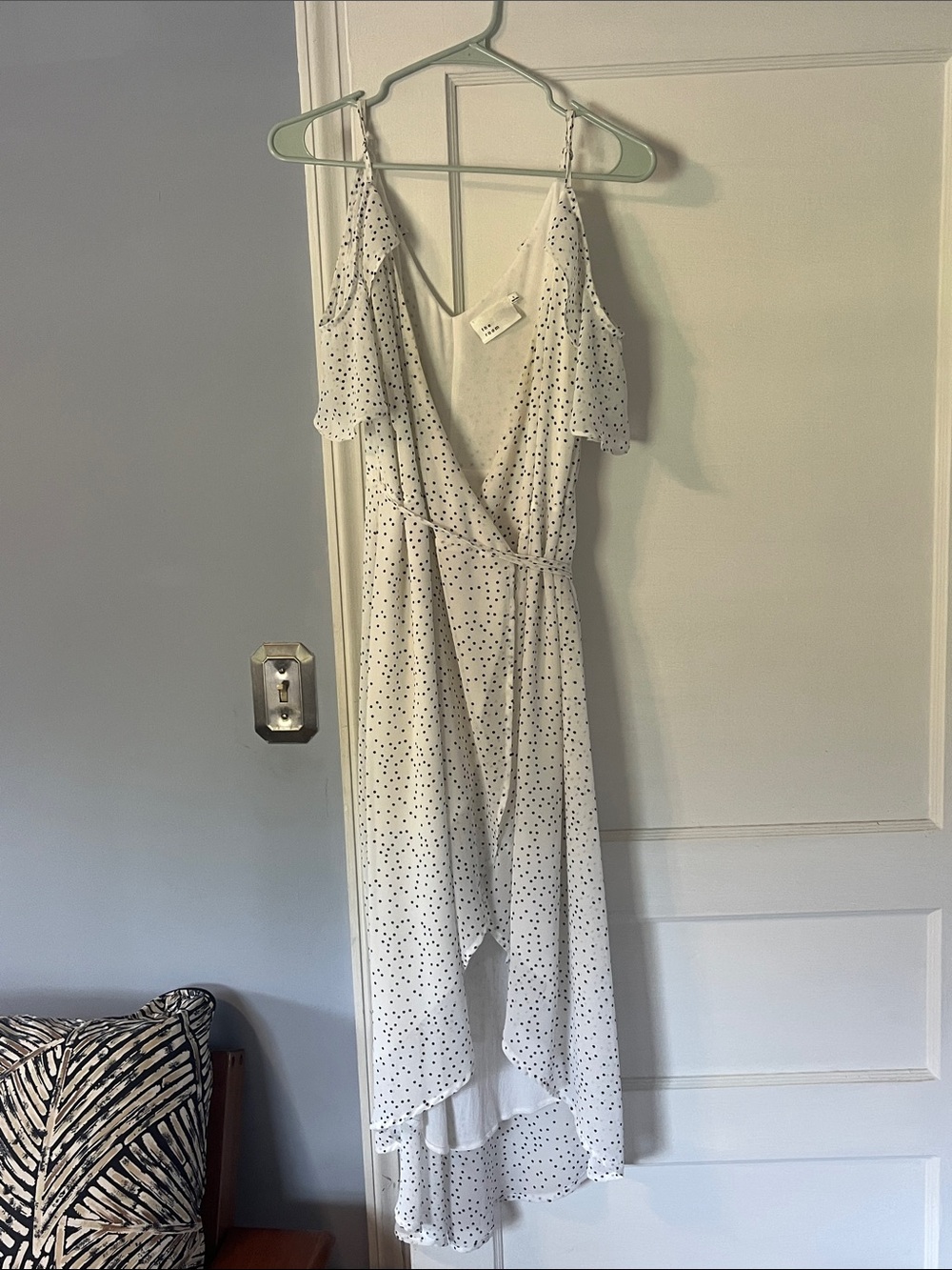 the room White Dress with Black Polka Dot Ruffle